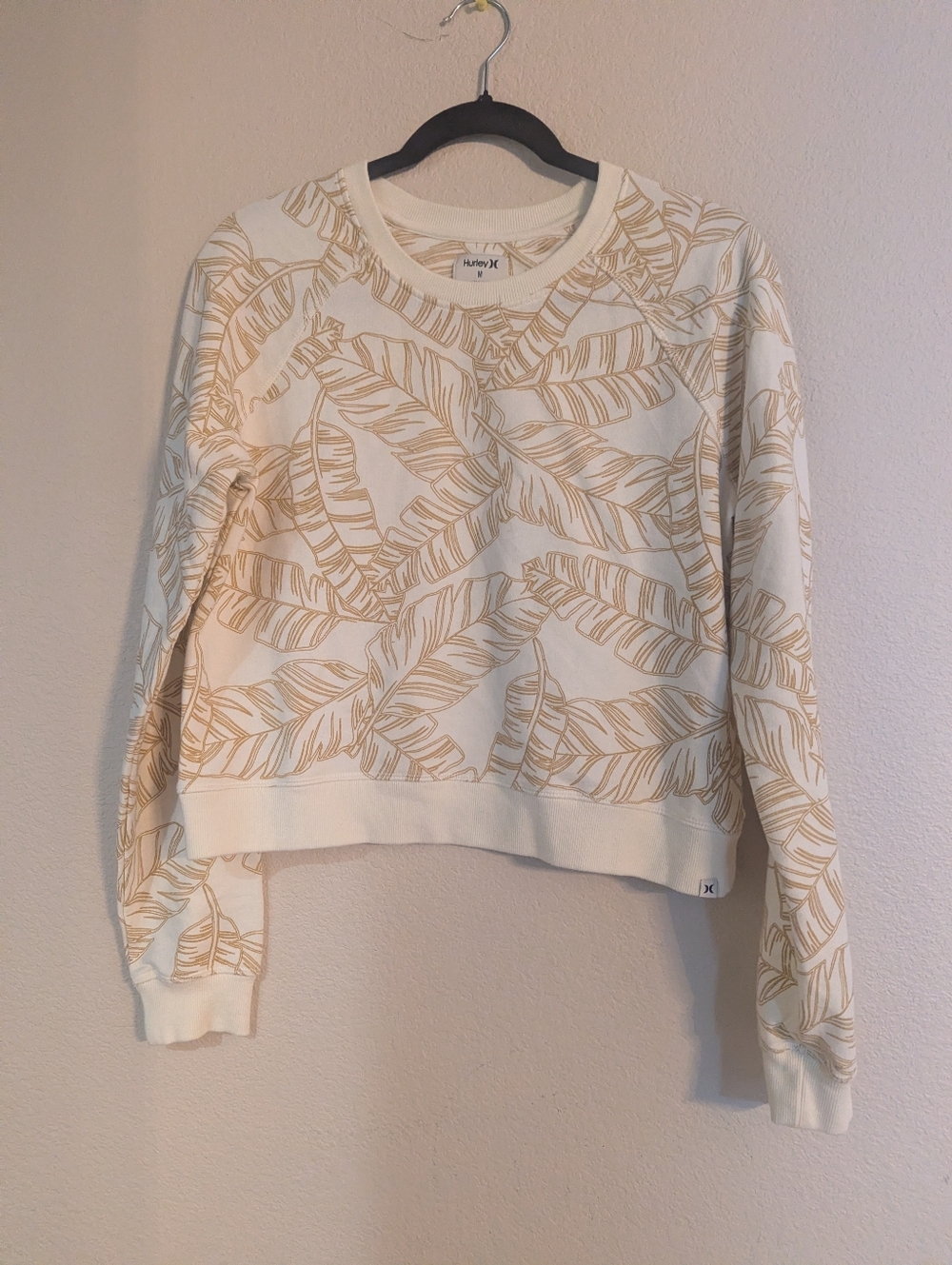 Hurley Cream Sweatshirt with Tan Leaf Print
